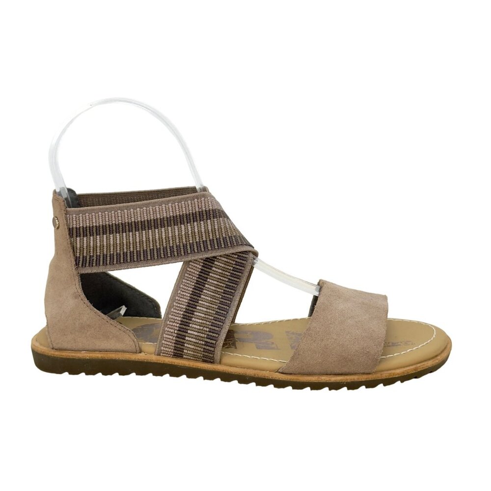 Sorel Ash Brown Ella Suede Leather Strappy Open Toe Flat Sandals Size 5.5 NEW!
